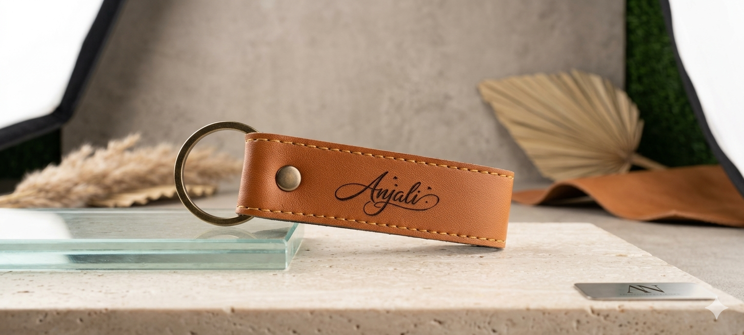Personalized Faux Leather Keychain ✨