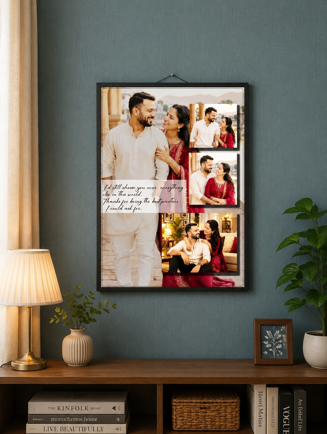 Personalized Couple Photo Collage Frame with Message