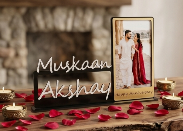 Personalized MDF Photo Standee with Name – Custom Anniversary Gift