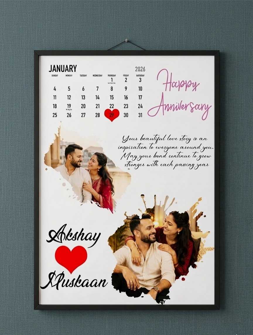 Personalized Anniversary Photo Frame with Calendar Highlight