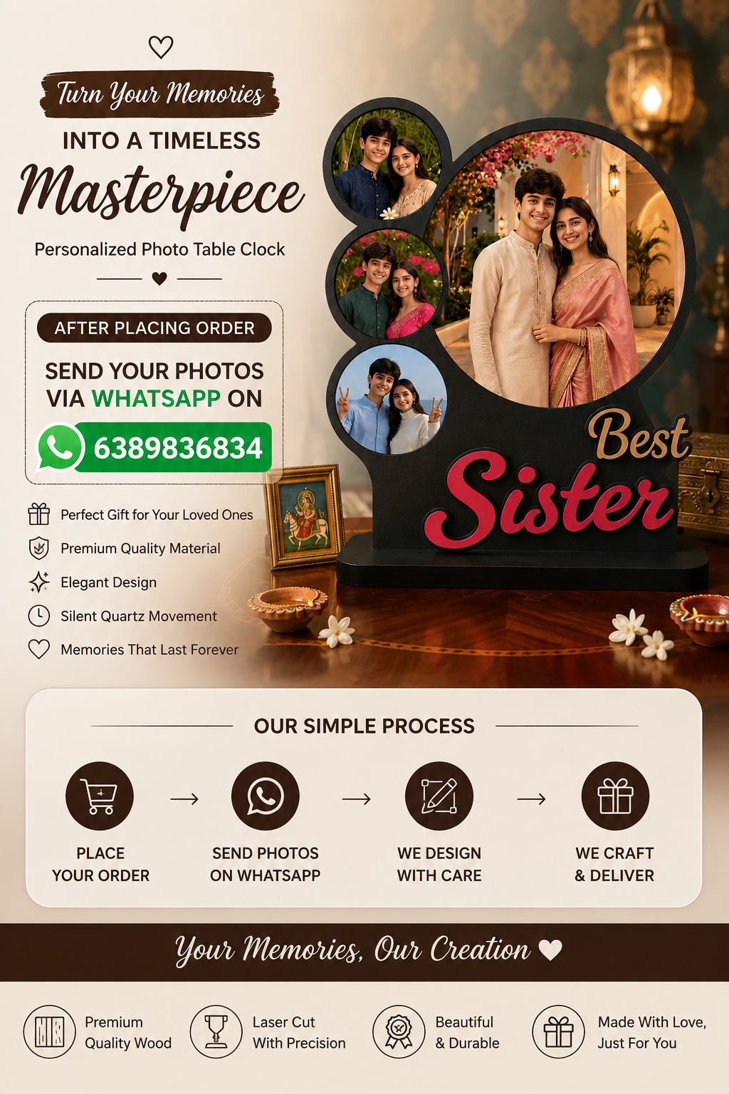 16 Inch MDF Personalized “Best Sister” Photo Frame – Perfect Rakhi Gift
