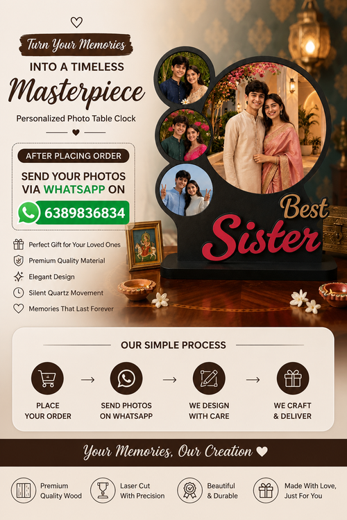 16 Inch MDF Personalized “Best Sister” Photo Frame – Perfect Rakhi Gift