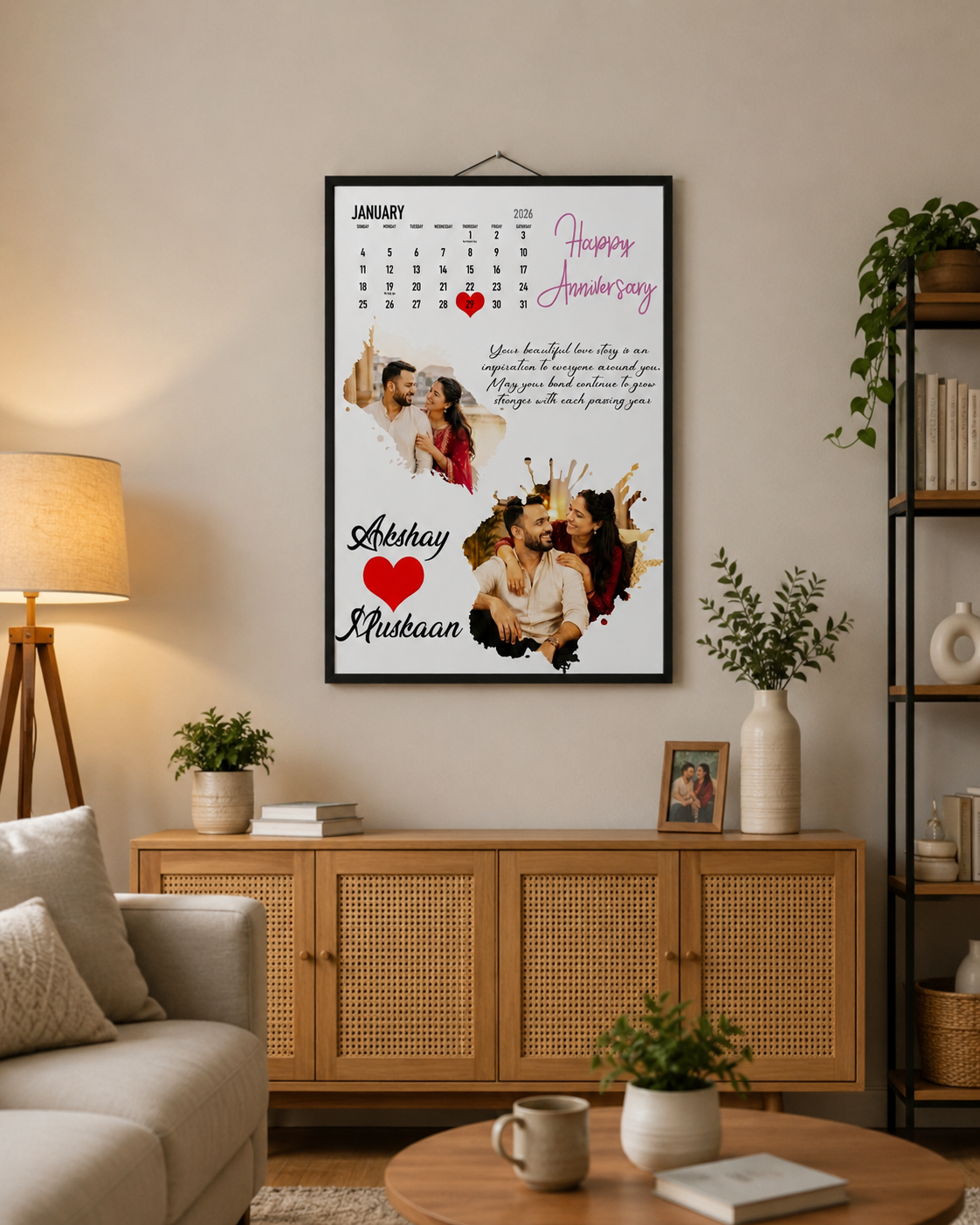 Personalized Anniversary Photo Frame with Calendar Highlight