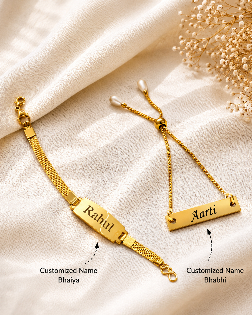 Customised Bhai Bhabhi Rakhi Combo Pack