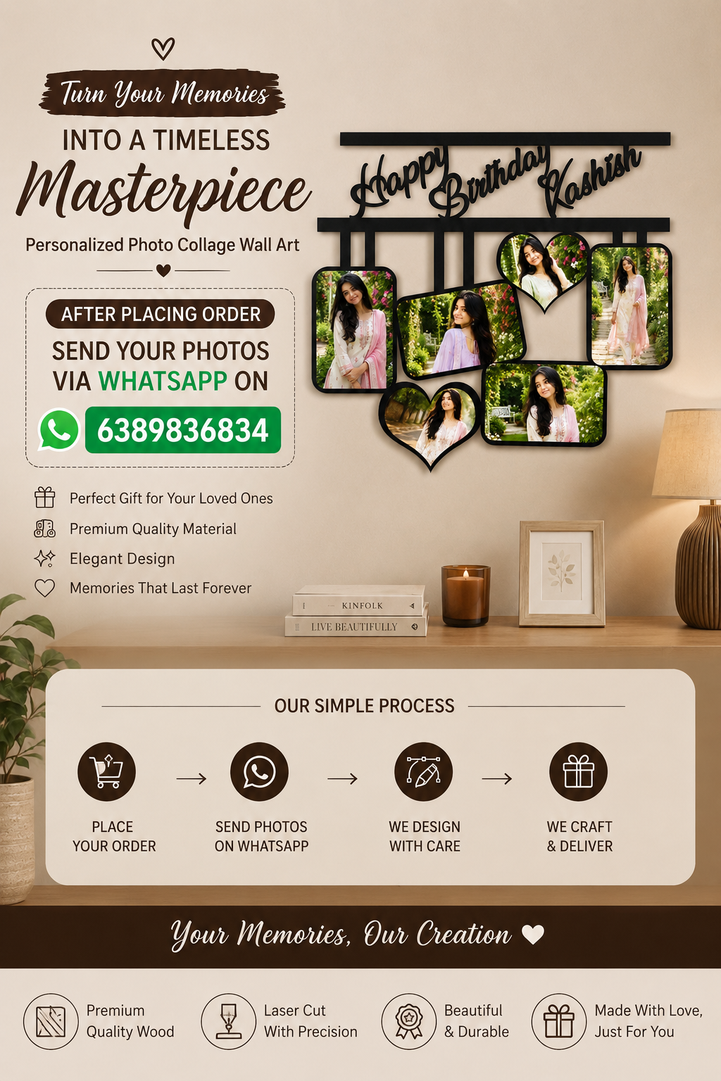 Personalized Birthday Photo Frame (16 Inch) – Custom Name & Photo Collage