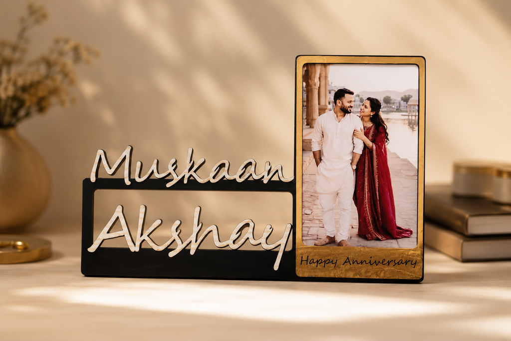 Personalized MDF Photo Standee with Name – Custom Anniversary Gift