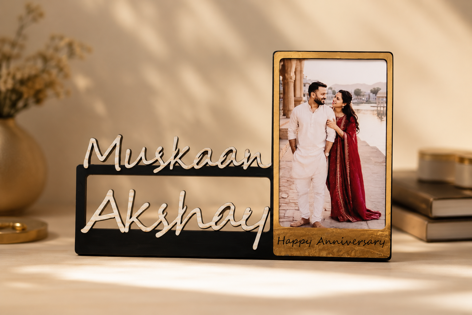 Personalized MDF Photo Standee with Name – Custom Anniversary Gift