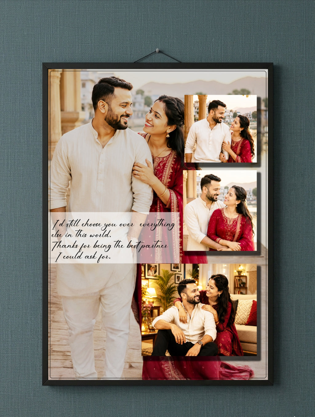 Personalized Couple Photo Collage Frame with Message