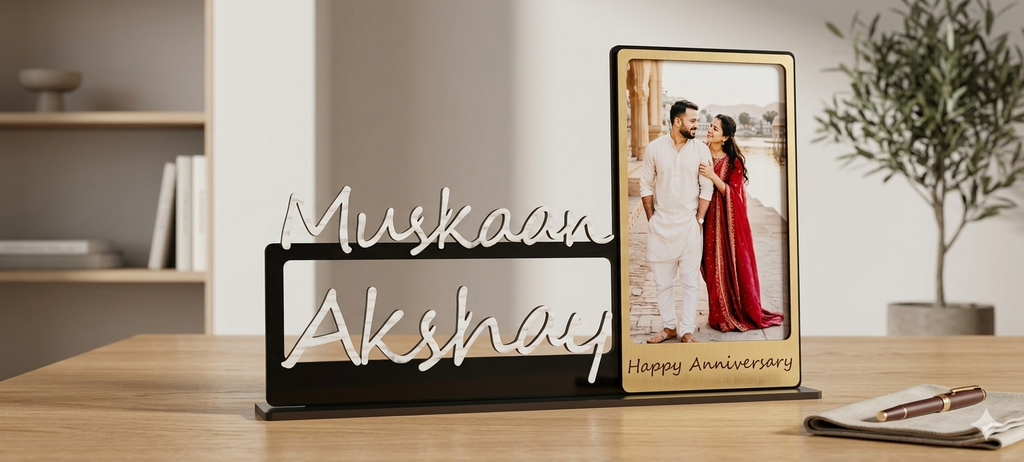 Personalized MDF Photo Standee with Name – Custom Anniversary Gift