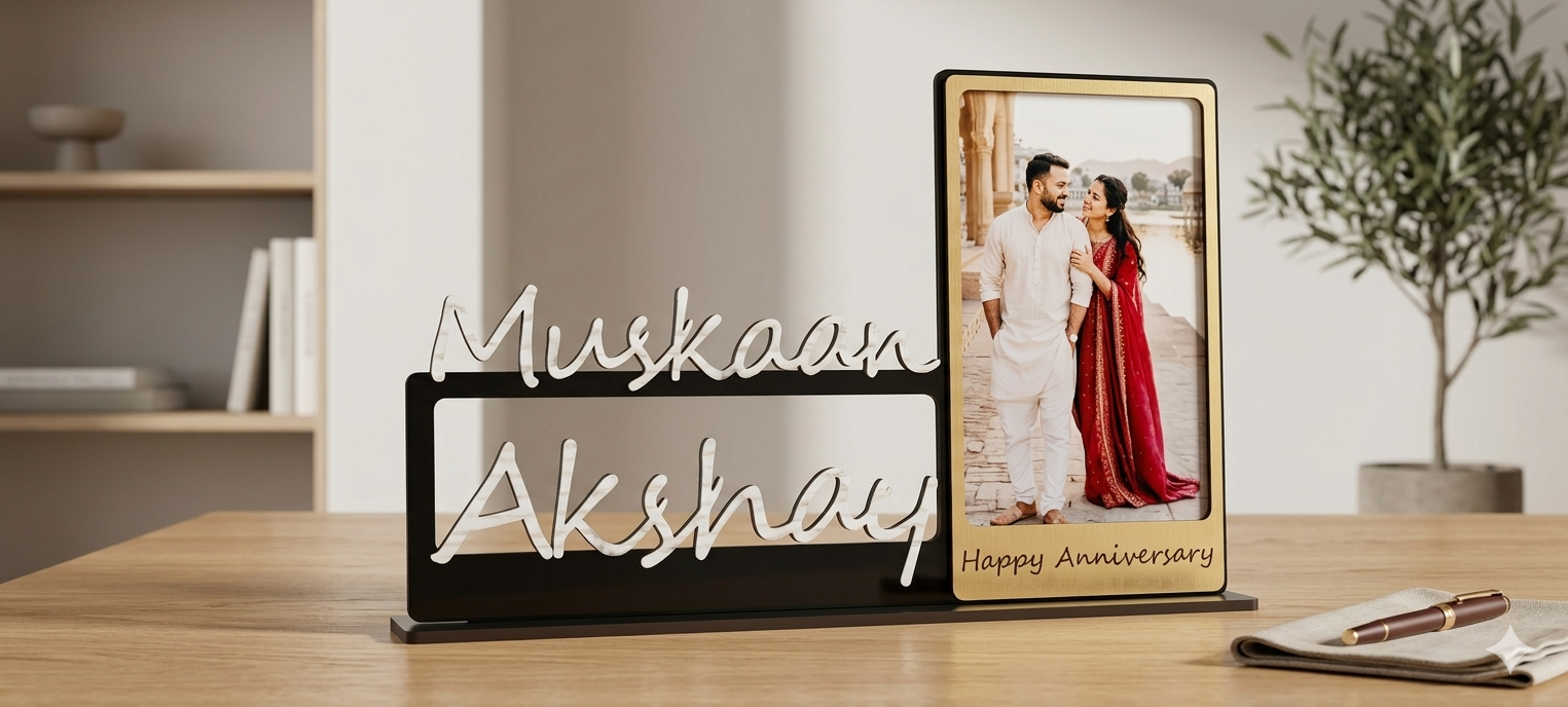 Personalized MDF Photo Standee with Name – Custom Anniversary Gift
