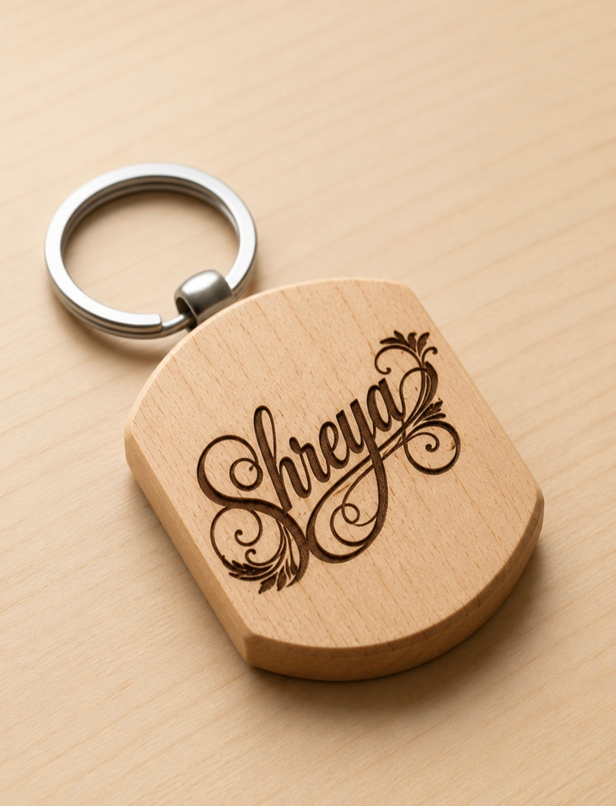 Custom Engraved Wooden Photo Keychain