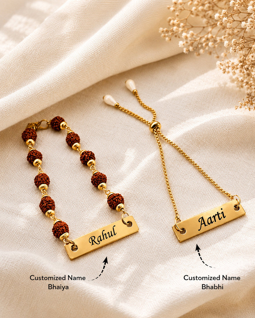 Customised Bhai Bhabhi Rakhi Combo Pack