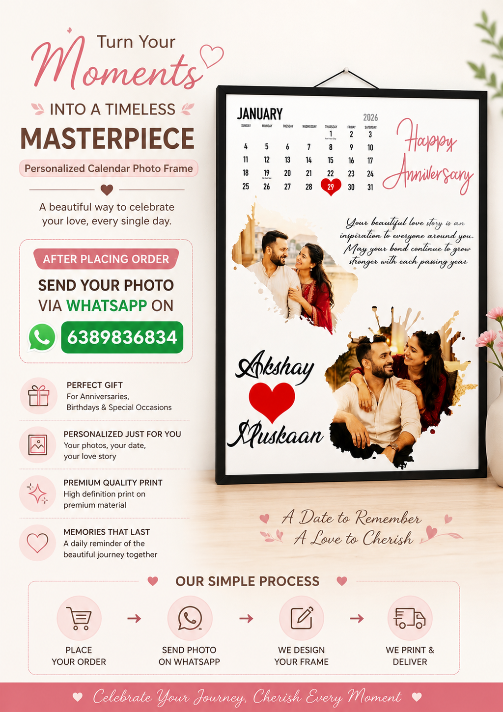 Personalized Multi-Photo Collage Frame with Name